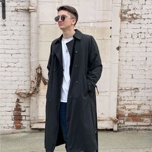 London Fog Vintage Black Men’s Overcoat Trench Coat With Removable Insert